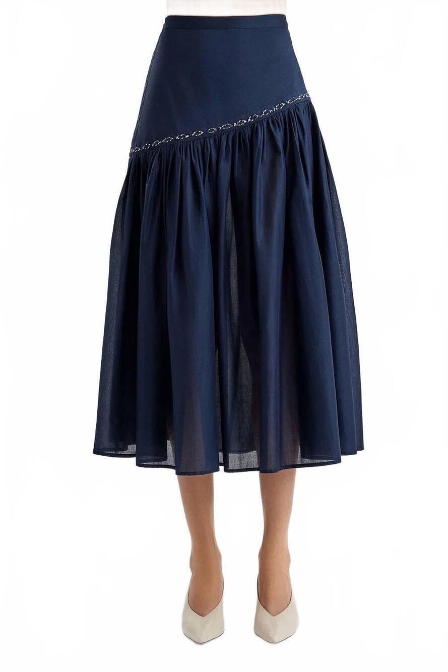 NEW MERLETTE elinga midi skirt in navy